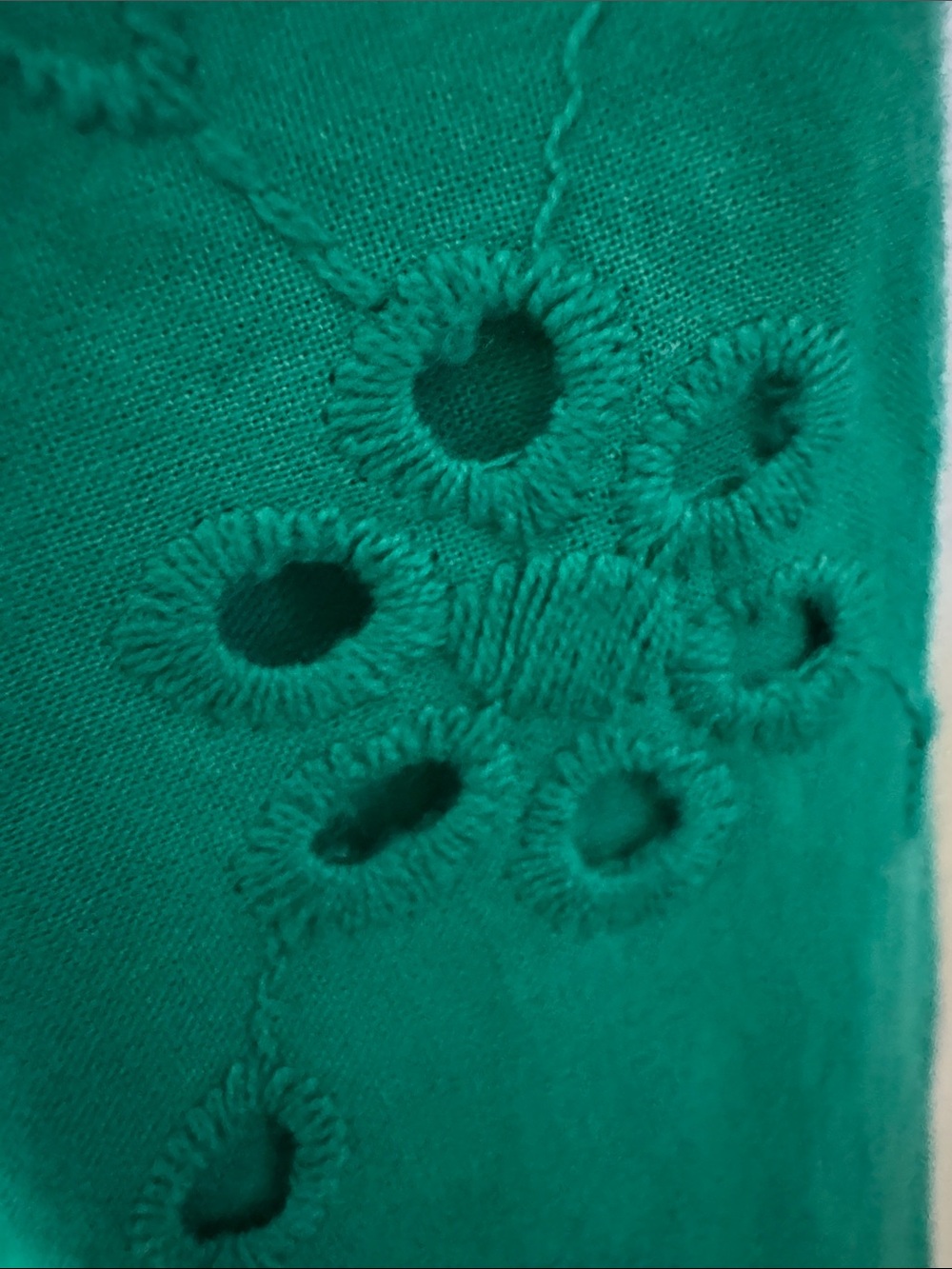 NWT J Crew Green Eyelet Midi Dress - Picture 3 of 7